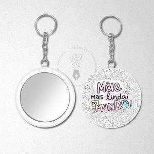 Chaveiro Espelho Personalizado Aluminio com espelho 55mm  Laminado  